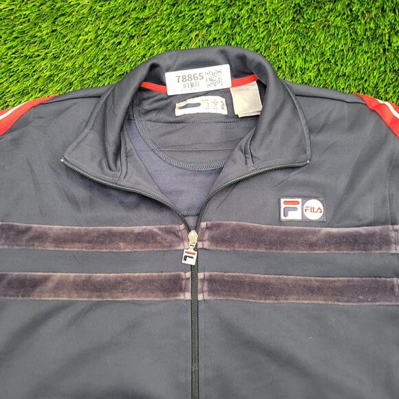 FILA Terry Track Jacket Small 21x25 Baggy Cropped - Picture 11 of 12